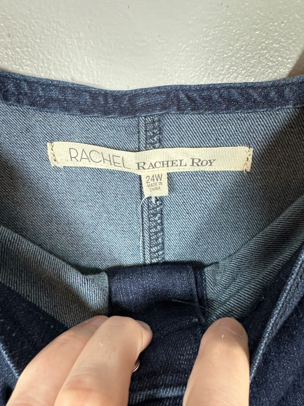 RACHEL Rachel Roy Dark Indigo Cropped Skinny Denim Overalls Plus Size 24 NWT - Picture 9 of 11